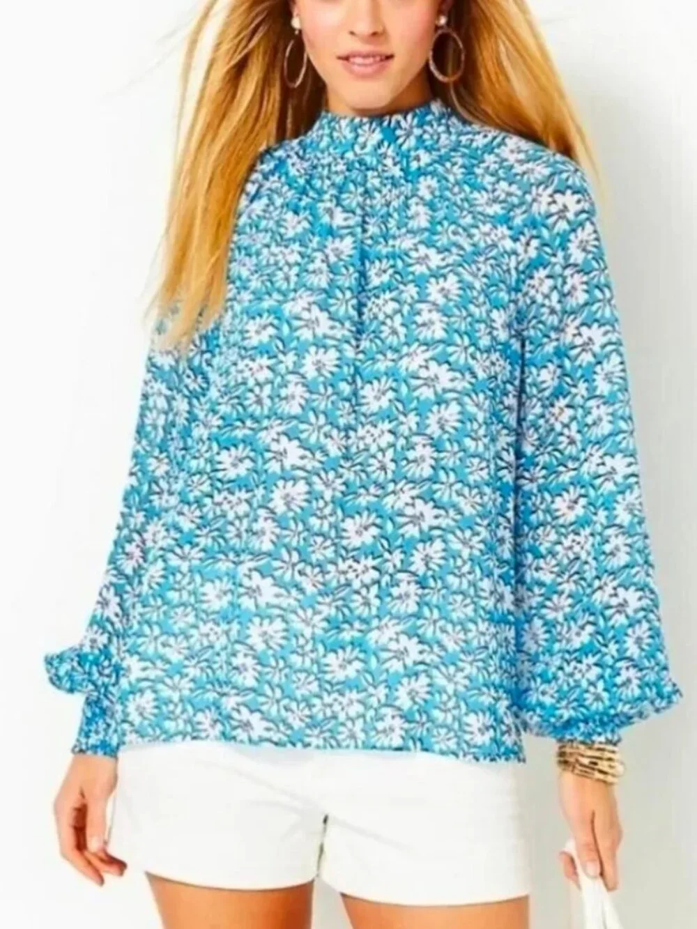 NWT Lilly Pulitzer Ellielynn Long Sleeve Palm Beach Petals Top Sz 2